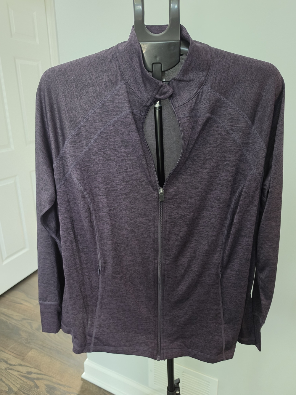 Ideology Heathered Plum Zip-Front Utility Jacket